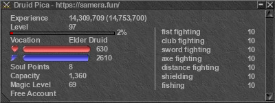 Signature for player Druid Pica